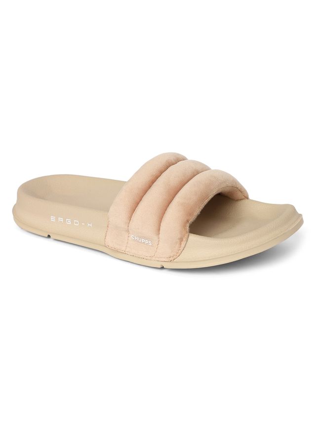 Chupps Cloud Cozy Beige and Beige Women's Casual Slider - UK 4