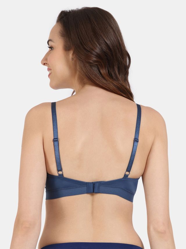 Zivame Women's Beautiful Basics Padded Non Wired 3/4Th Coverage T-shirt Bra | Blue - 34C