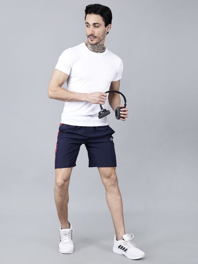 Texfro Men's Solid Knee Length Sports & Regular | Shorts with Side Pockets - Navy | XL