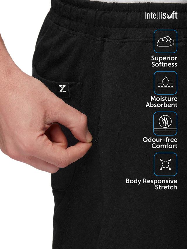 XYXX Men's Solid Cotton Shorts | Black - L