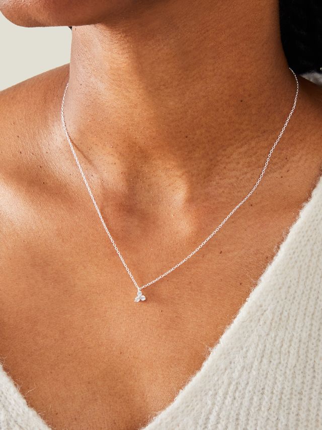 Accessorize London Women 925 Sterling Silver Hallmark Cubic Zirconia Flower Pendant Necklace