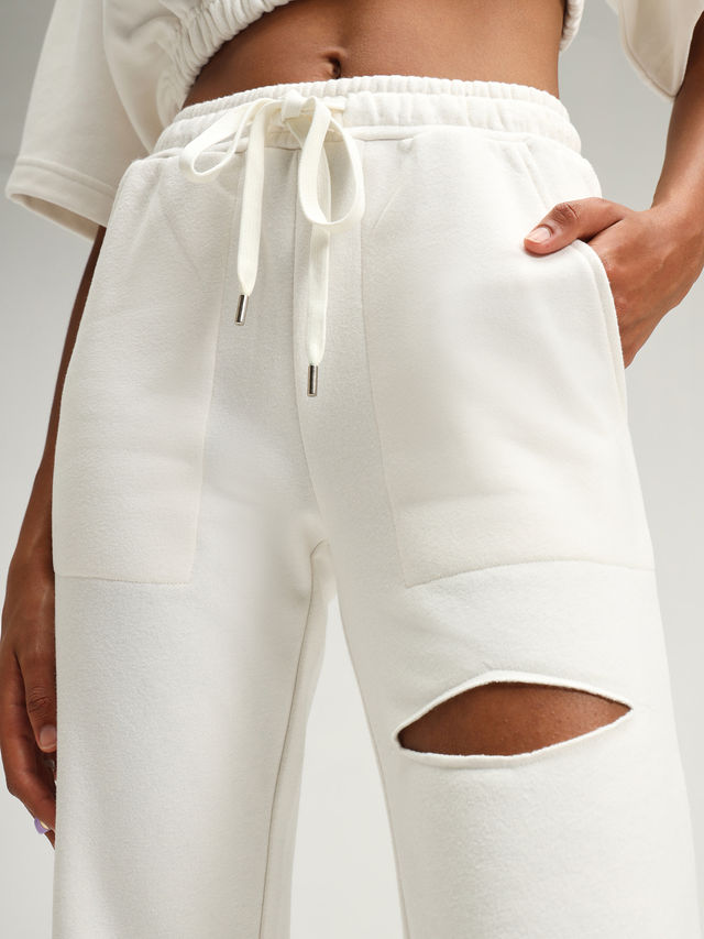 Cava Women's Joggers Straight Leg Slit | Arctic White - M