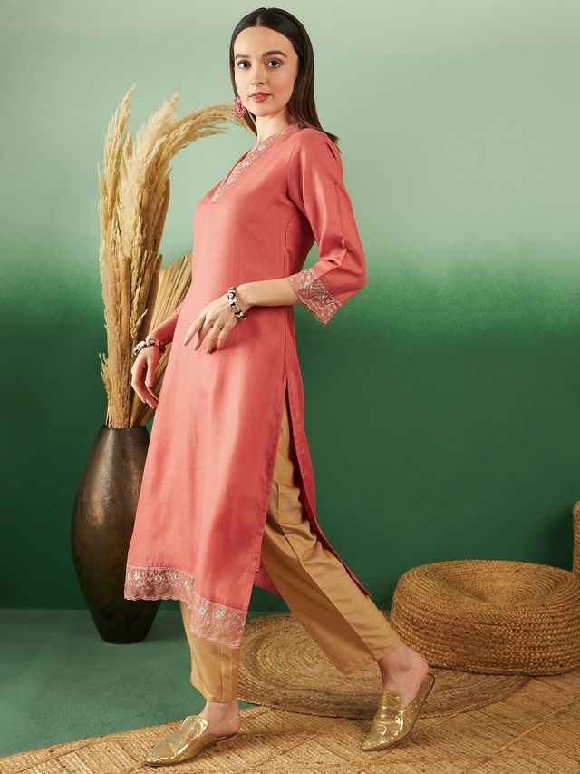 Kesaria Women's Trendy Stylish Kurti | Maroon - M