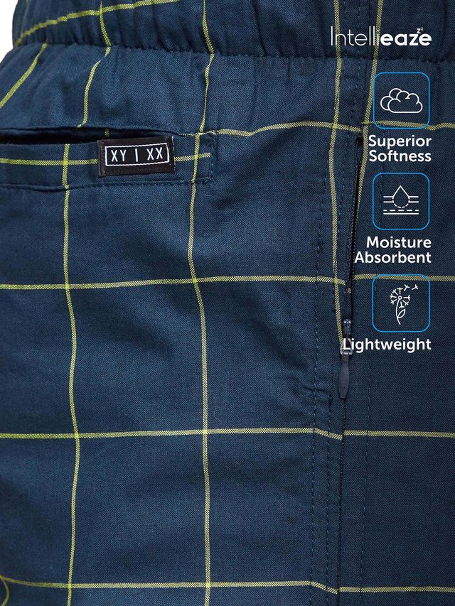 XYXX Checkmate 100% super combed cotton Checks Pyjama Relaxed Fit | 2 Side pockets | Navy- XL