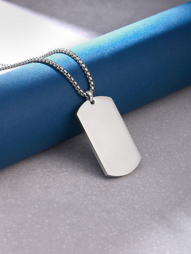 Yellow Chimes Stainless Steel Tag Pendant Necklace - Buy at ₹299