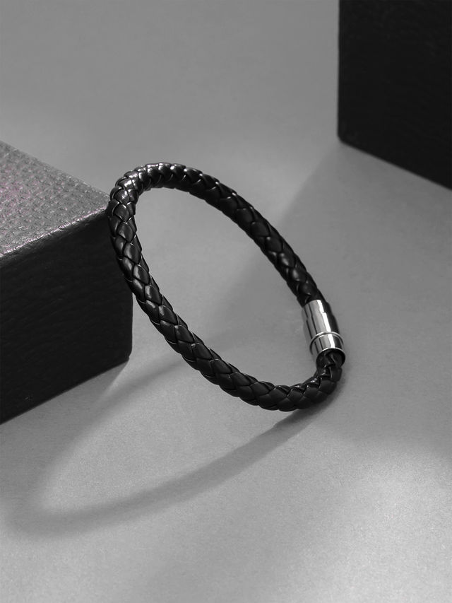 Yellow Chimes Multi-Layered Leather Bracelet Set for Men - Buy at