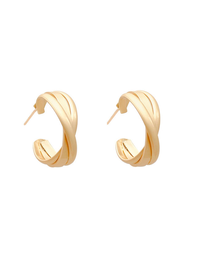 Unwind By Yellow Chimes Gold-Toned Contemporary Half Hoop Earrings