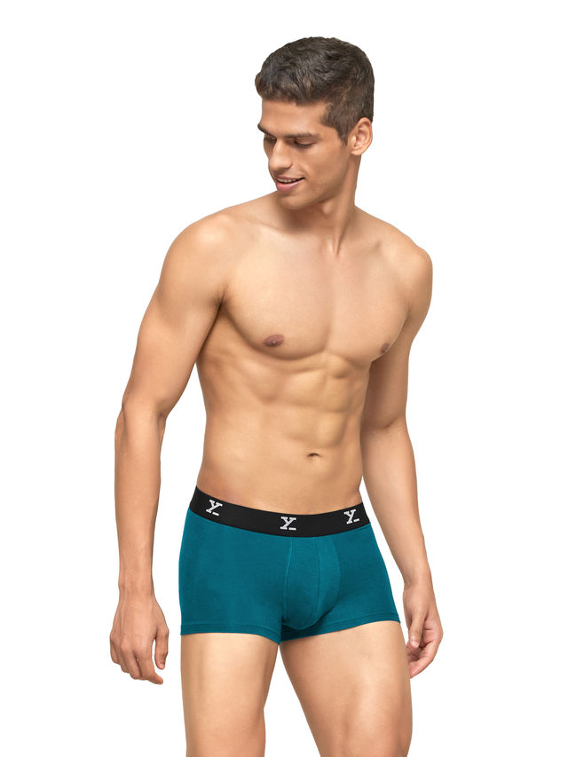 XYXX Ace IntelliSoft Micro Modal solid Trunk | Men's Innerwear | Pack of 2 | Blue + Grey- L