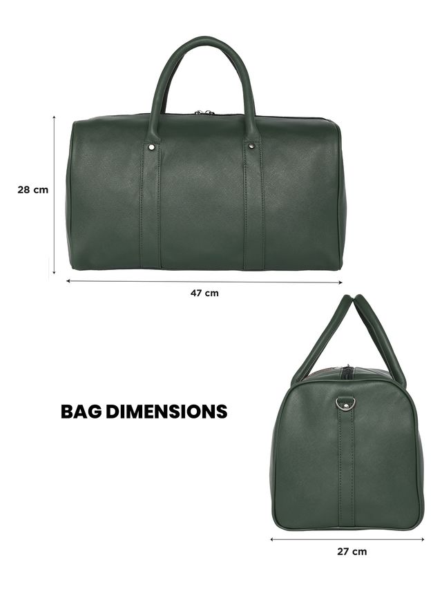 Fur Jaden Unisex Textured Vegan Leather 35 L Top Handle Duffle Bag | Olive Green - Standard