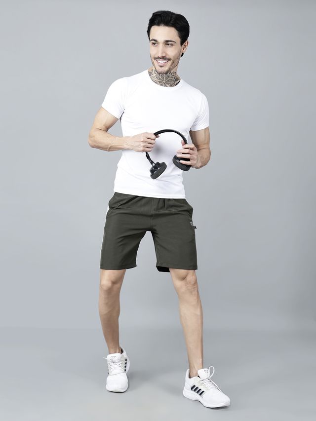 Texfro Men's Solid Knee Length Sports & Regular Shorts with Side Pockets - Green | L