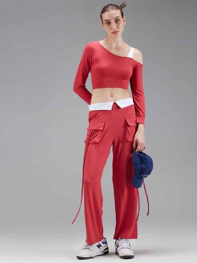 Cava Women's One Shoulder Top Whirl | Red - L