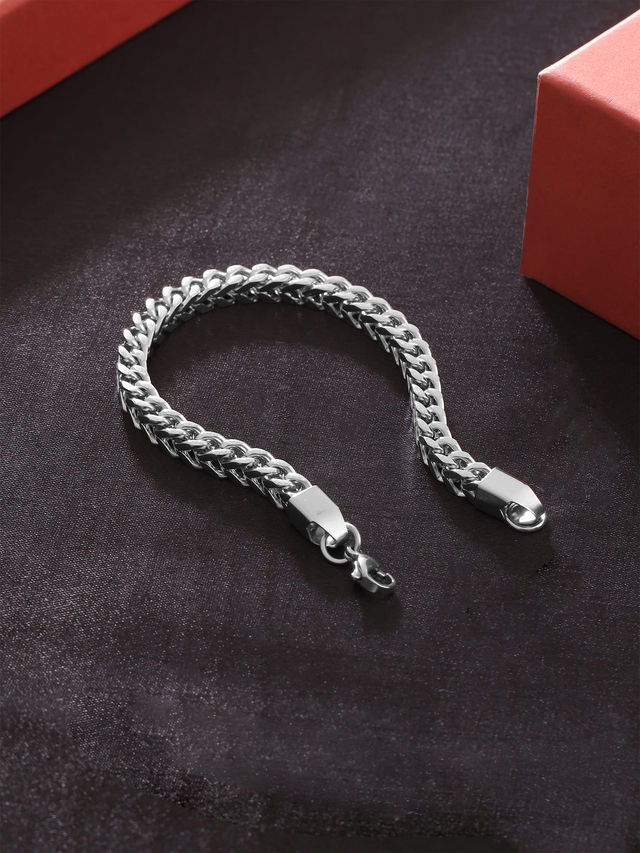 Yellow Chimes Silver Stainless Steel Bracelet for Men