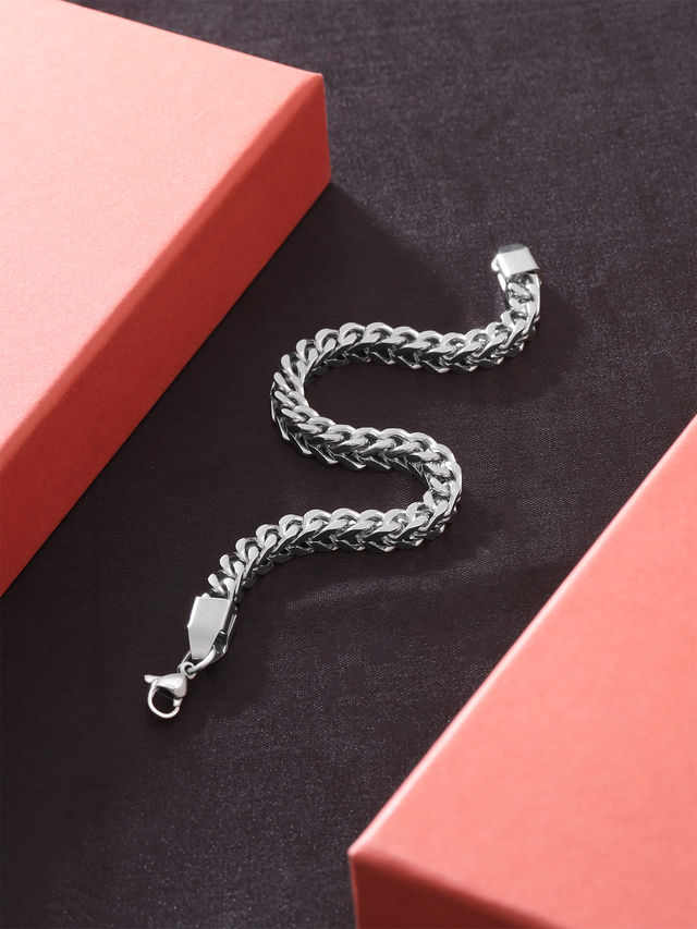 Yellow Chimes Silver Stainless Steel Bracelet for Men - Buy at