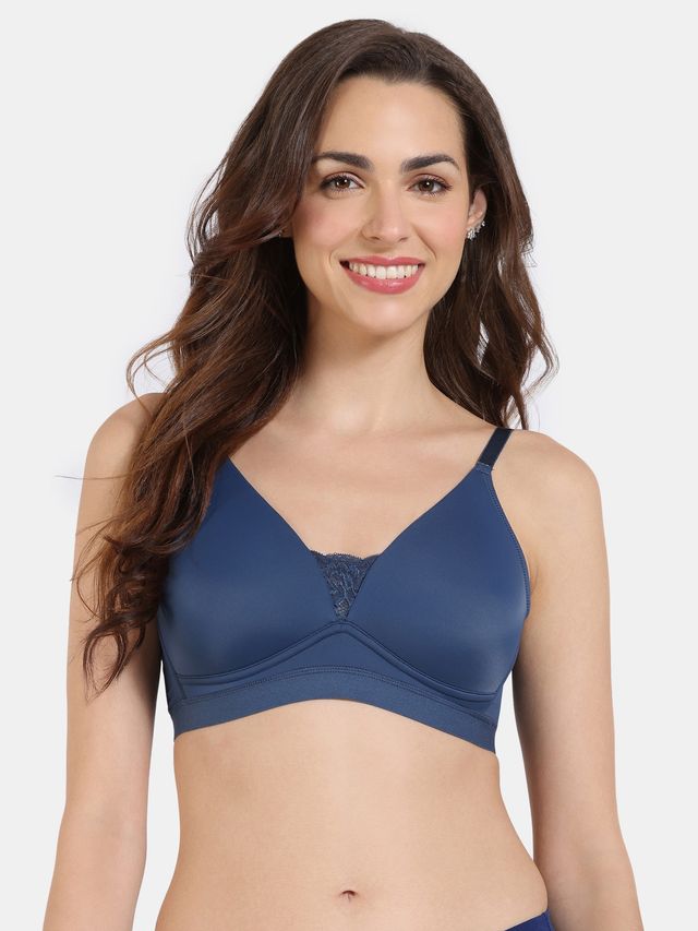 Zivame Women's Beautiful Basics Padded Non Wired 3/4Th Coverage T-shirt Bra | Blue - 34C