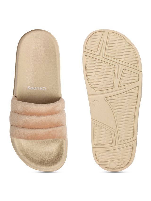 Chupps Cloud Cozy Beige and Beige Women's Casual Slider - UK 4