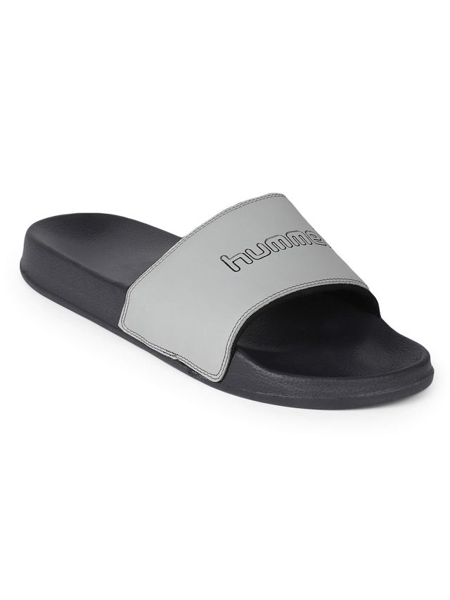 hummel Classic lightweight slides for Men with Cushioned Sole and Arch Support | Silver Grey | 7