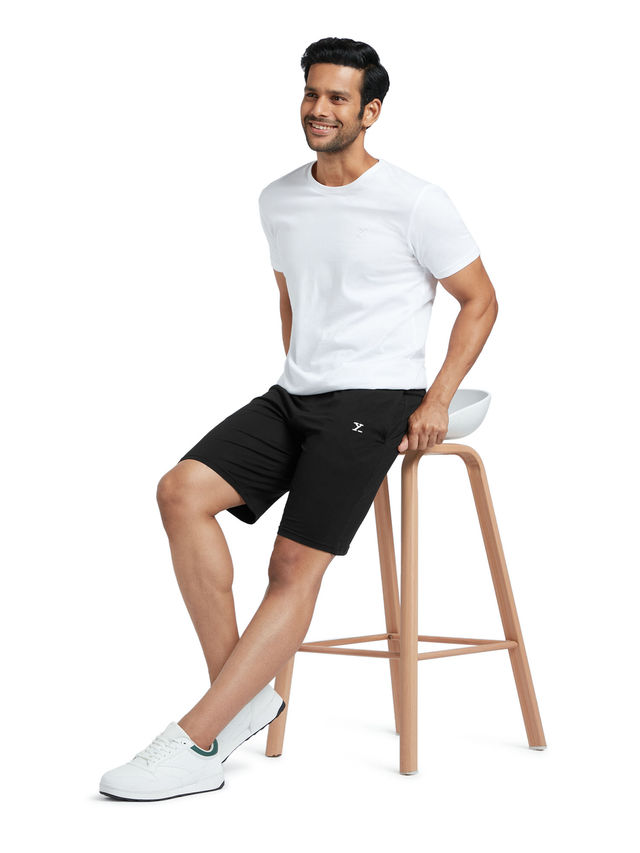 XYXX Men's Solid Cotton Shorts | Black - L