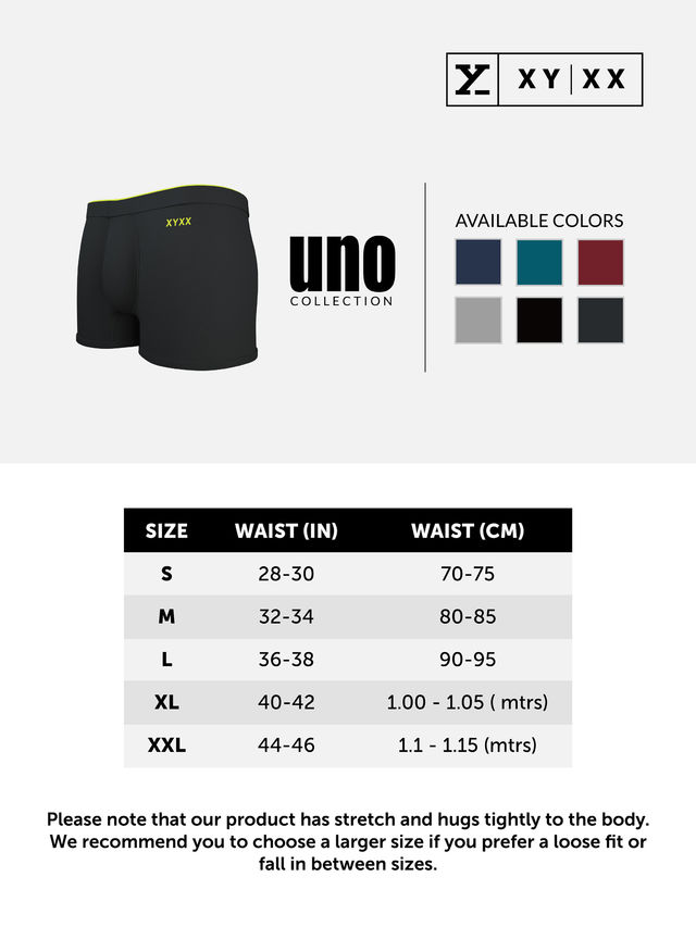 XYXX Uno IntelliSoft Micro Modal Solid Trunk | Men's Innerwear | Pack of 2 | Grey- M