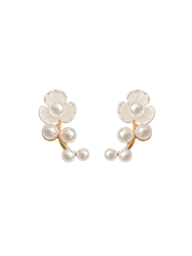Unwind by Yellow Chimes Gold Plated White Pearl Stud Earrings