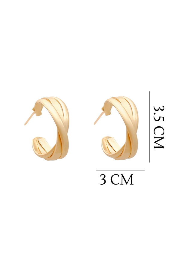 Unwind By Yellow Chimes Gold-Toned Contemporary Half Hoop Earrings
