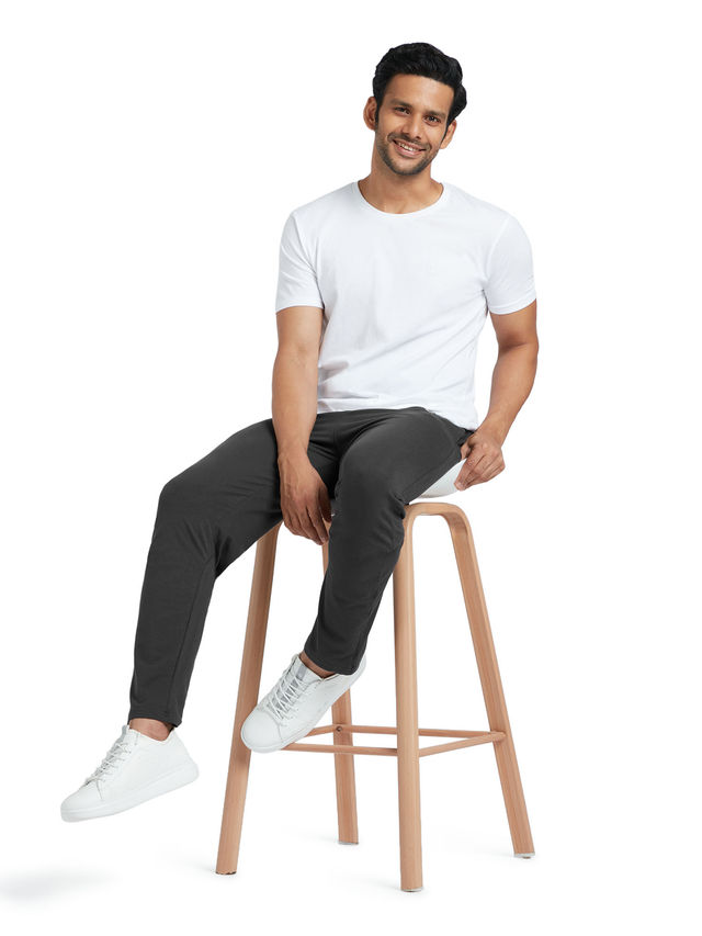 XYXX Ace IntelliSoft Cotton Modal Solid Loungewear Relaxed Fit | 2 Zipper Side pockets | Grey- S