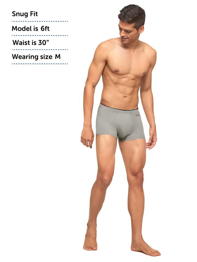 XYXX Uno IntelliSoft Micro Modal Solid Trunk | Men's Innerwear | Pack of 2 | Grey- M