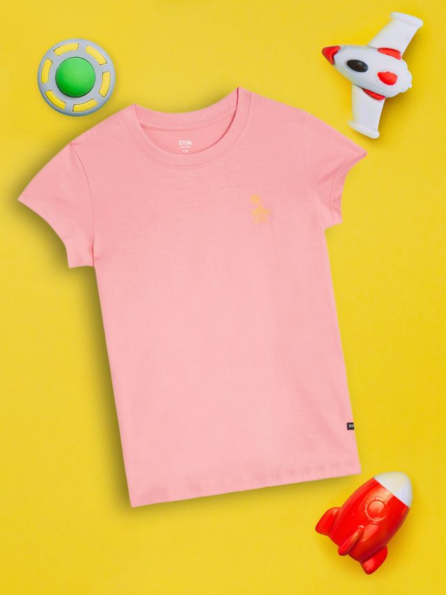 XY Life Girl's Astro Intelliease Combed Cotton T-shirt | Frost Pink - 7 to 8 years