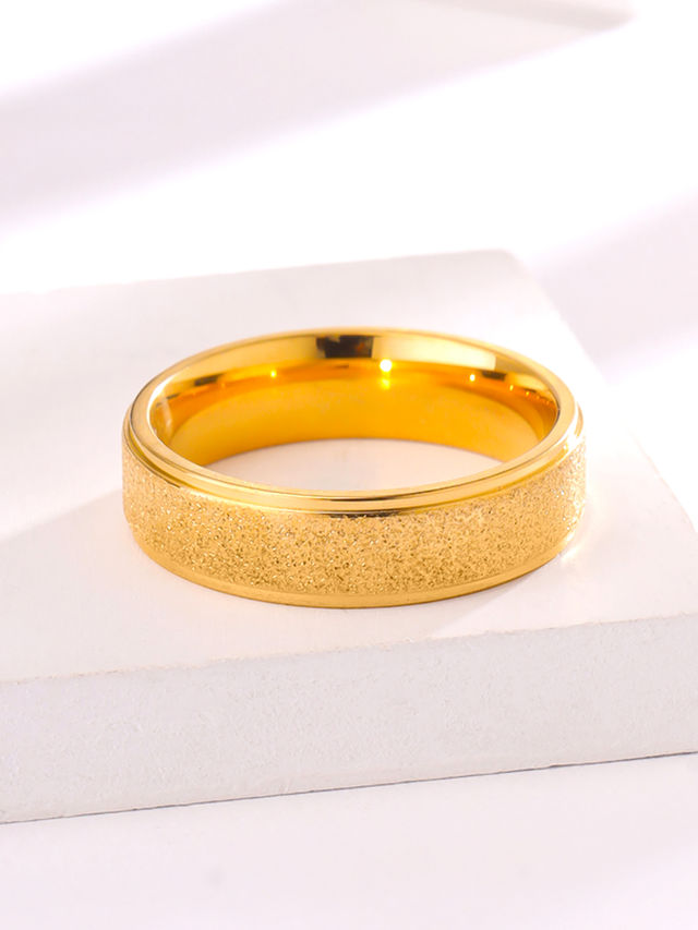 Yellow Chimes Stardust Design Golden Ring for Men, Stainless Steel