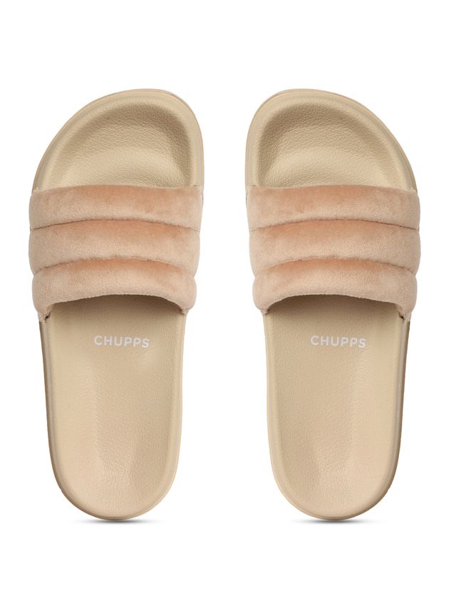 Chupps Cloud Cozy Beige and Beige Women's Casual Slider - UK 4