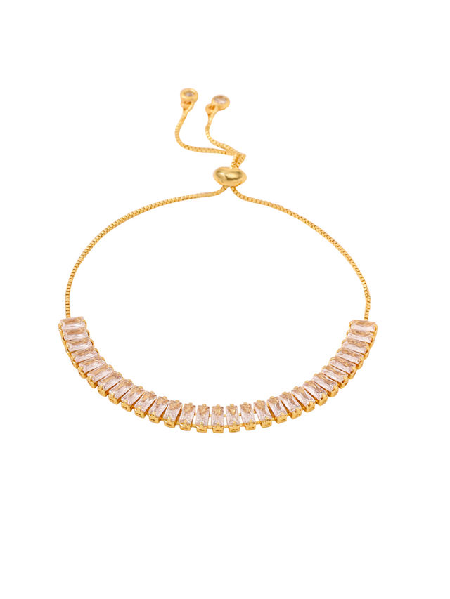 Yellow Chimes Rose Gold Adjustable Tennis Bracelet for Women