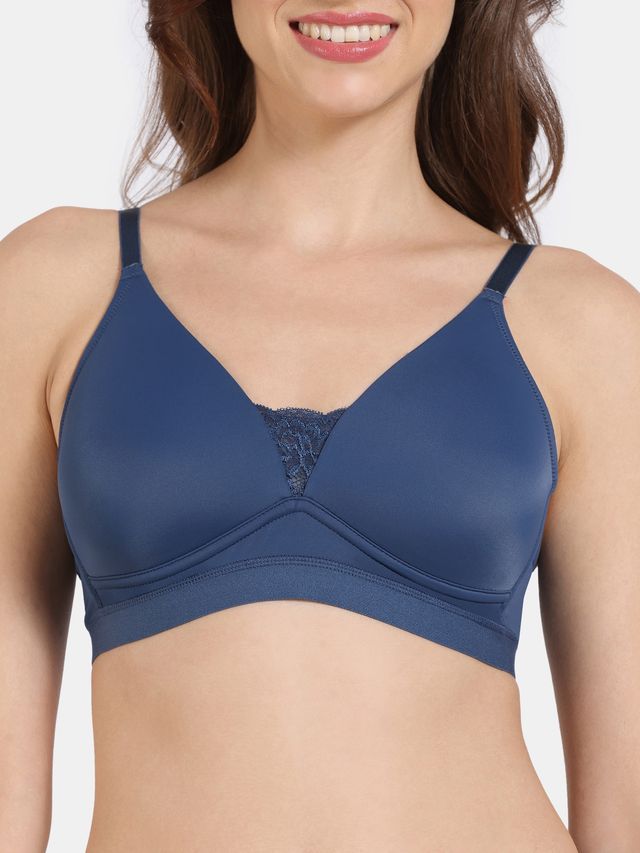 Zivame Women's Beautiful Basics Padded Non Wired 3/4Th Coverage T-shirt Bra | Blue - 34C