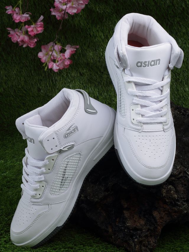 Asian Carnival-01 Hightop Sneakers For Men Full White | UK-7