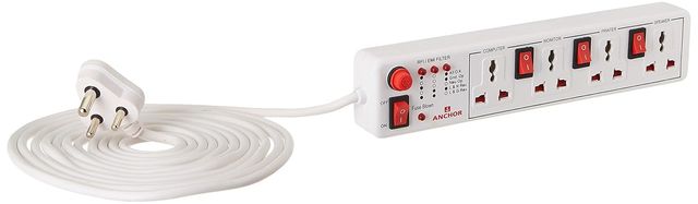 Panasonic 6 Amp Extension Board With 4 Way Universal Socket, 4 Switch & 4 Mtr Wire, 22569