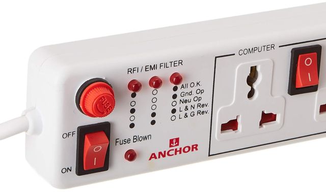 Panasonic 6 Amp Extension Board With 4 Way Universal Socket, 4 Switch & 4 Mtr Wire, 22569