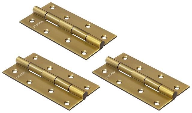 Plantex Heavy Duty 5" Stainless Steel Door Hinges, 12 Gauge, Brass Antique Finish - Pack of 3