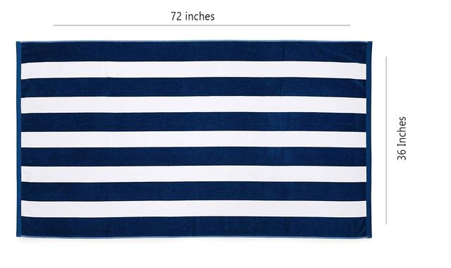 Lushomes Cotton Pool Towel - Royal Blue & White | Cabana Stripe | 36 x 72 inch | 750 GSM
