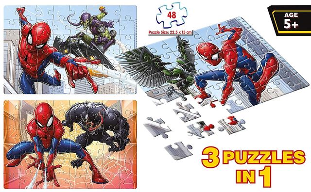 Frank Spider-Man - 3 In 1 Puzzle - 48 Pieces Each