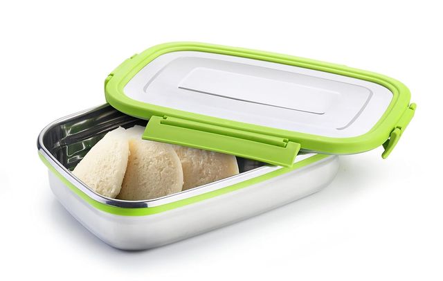 Ganesh Craze Stainless Steel Tiffin Lunch Box With 4 Side Clip Lock(650Ml 1Pc + 140Ml 1 Pc) Pink