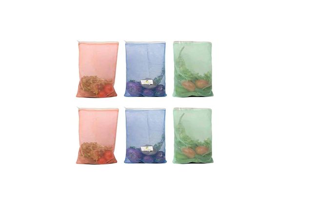 Clazkit Set Of 6 Reusable Fridge Storage Bags For Vegetables and Fruitswith Sturdy Zipper