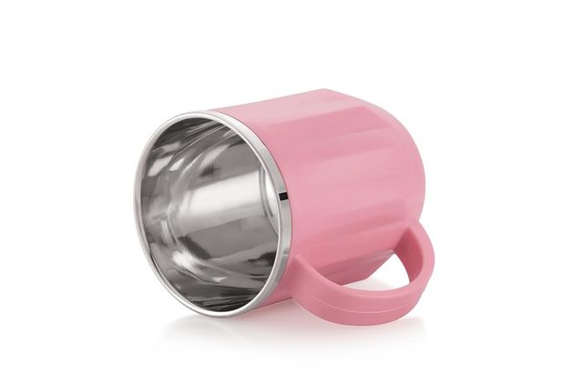 Sugar Homeware Mocha Stainless Steel Double Wall Travel Coffee Mug With Lid | 400 ml - Pink