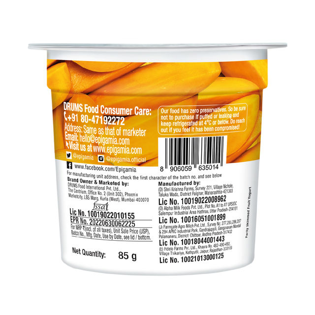 Epigamia Greek Yogurt- Alphonso Mango 85 g Combo