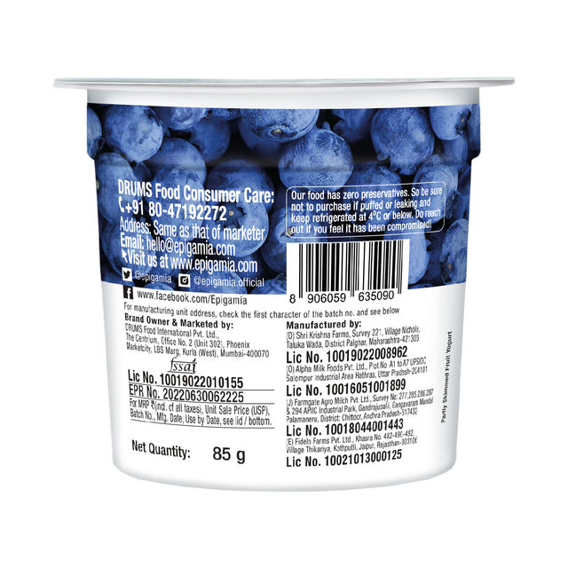 Epigamia Natural Greek Yogurt(90gms), Epigamia Blueberry Greek Yogurt(90gms) & Epigamia Greek Yogurt Alphonso Mango(90gms) Combo