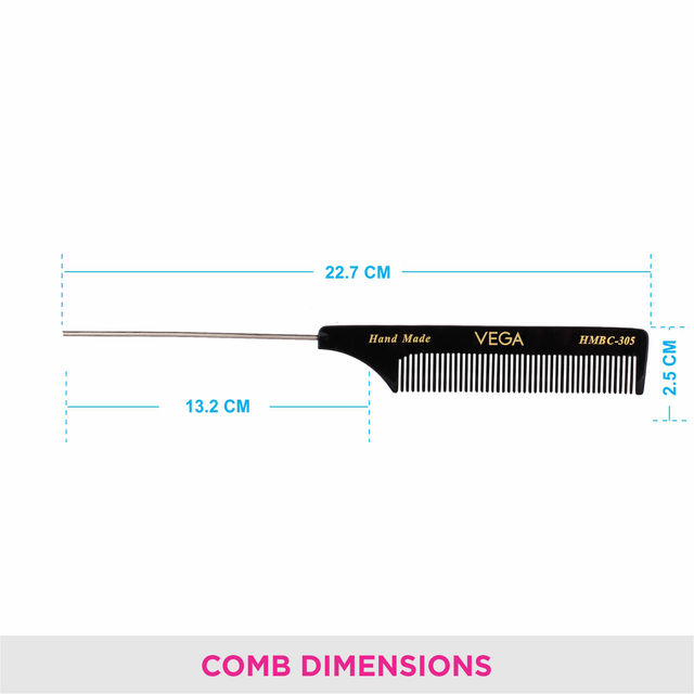 VEGA Tail Hair Comb with Steel Pin for Women | HMBC-305