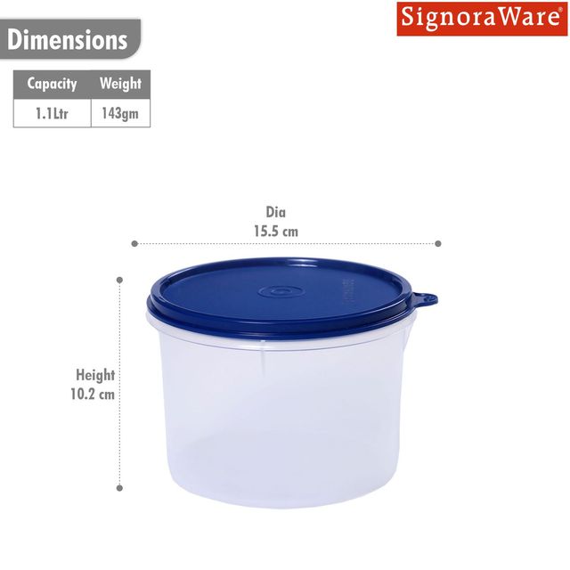 Store Well Container Round 1.1 Ltr | Storage Organiser | Blue