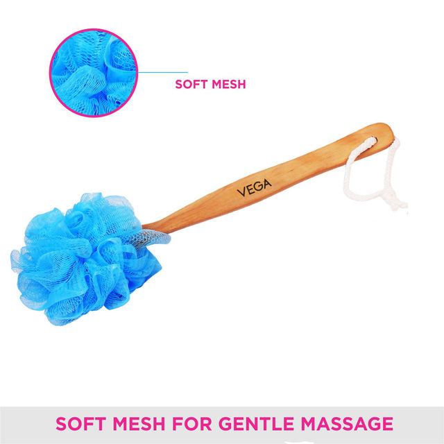 Vega Soft Bristle Bath Brush With Ergonomic Handle | Plastic | Color May Vary