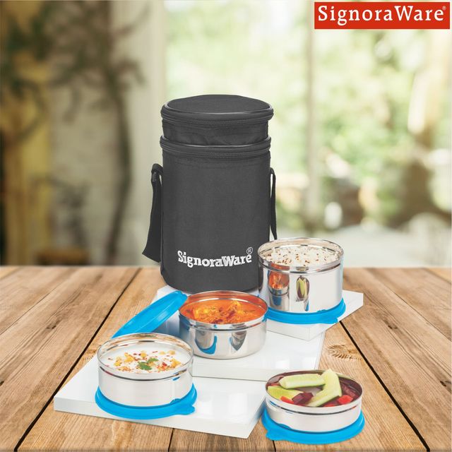Executive Steel Big Lunch Box | Food Grade Stainless Steel | Blue