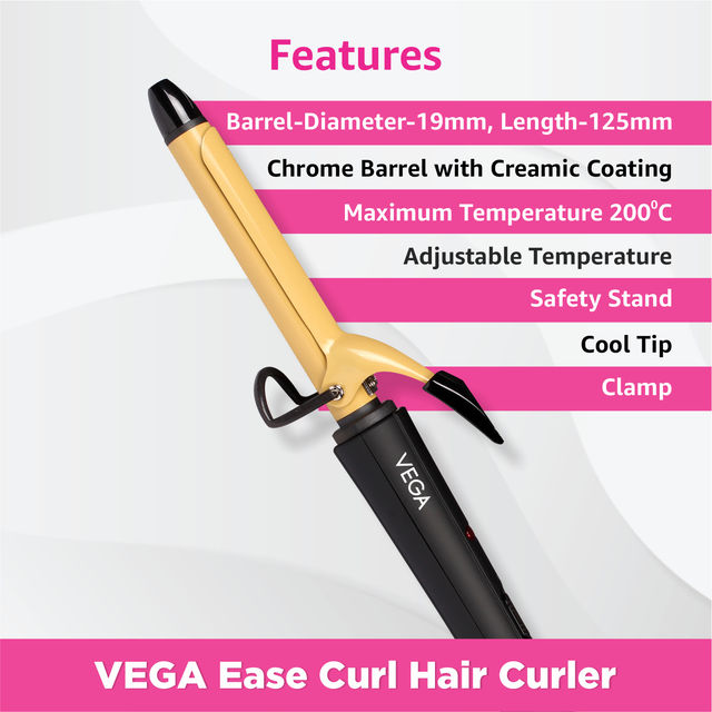 VEGA Ease Curl 45 W Hair Curler - Ceramic Coated Barrel