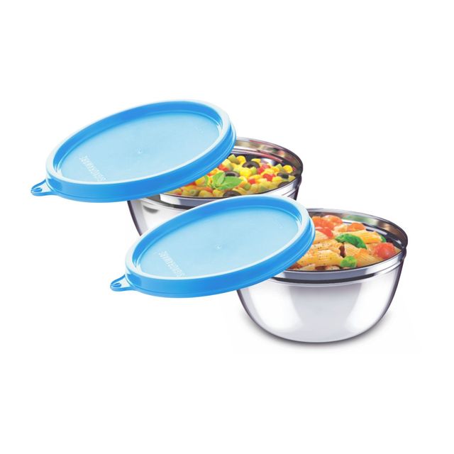 SignoraWare Mixing Bowl Steel set | Airtight | Leakproof | Set of 2 | 500ml x 2 | Blue