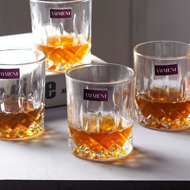 The Artment Sculpted Tumbler Whiskey Glasses Set of 4 (230 ML)