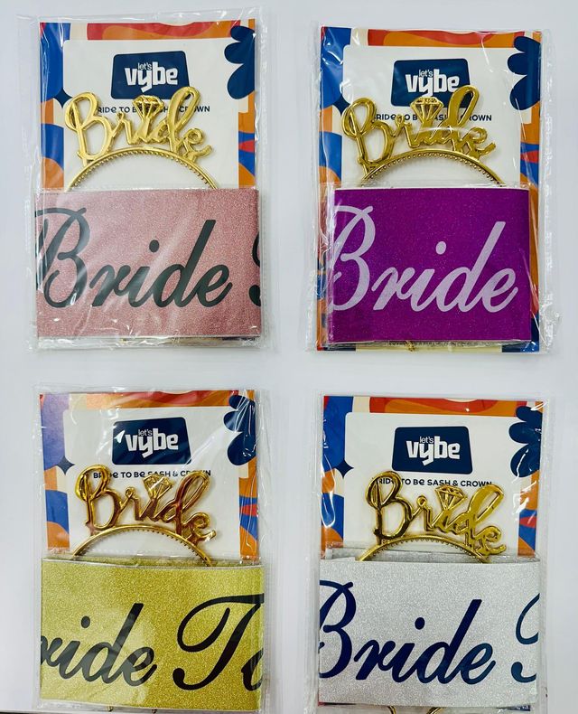 Let's Vybe Bride To Be Sash and Crown - Assorted Colors